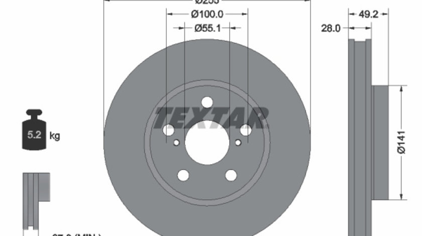 Disc frana punte fata (92077500 TEXTAR) TOYOTA