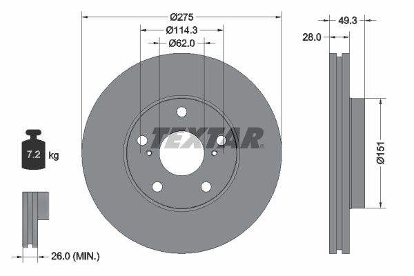 Disc frana punte fata (92077703 TEXTAR) HOLDEN,LEXUS,TOYOTA