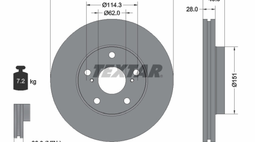 Disc frana punte fata (92077703 TEXTAR) HOLDEN,LEXUS,TOYOTA