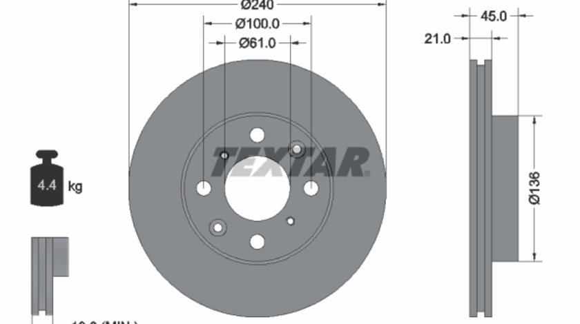 Disc frana punte fata (92077800 TEXTAR) HONDA,ISUZU