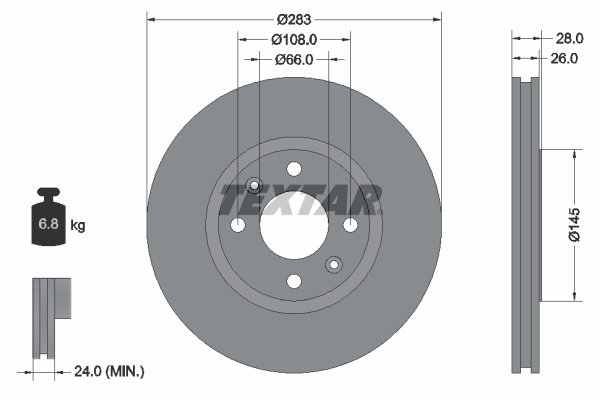 Disc frana punte fata (92078703 TEXTAR) Citroen,PEUGEOT