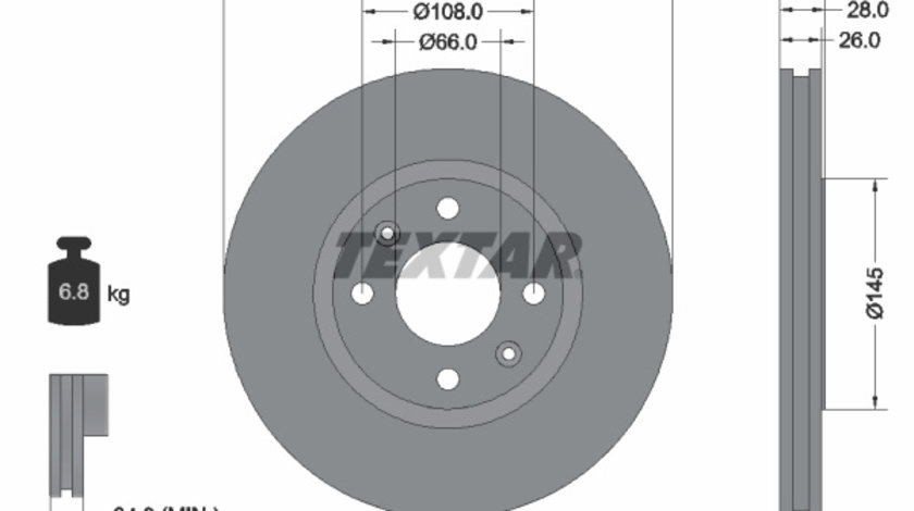 Disc frana punte fata (92078703 TEXTAR) Citroen,PEUGEOT