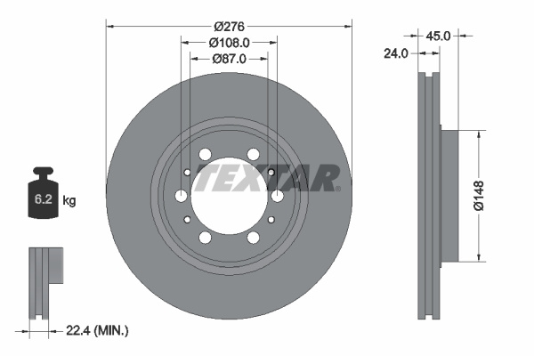 Disc frana punte fata (92079800 TEXTAR) CHANGFENG,GREAT WALL,MITSUBISHI