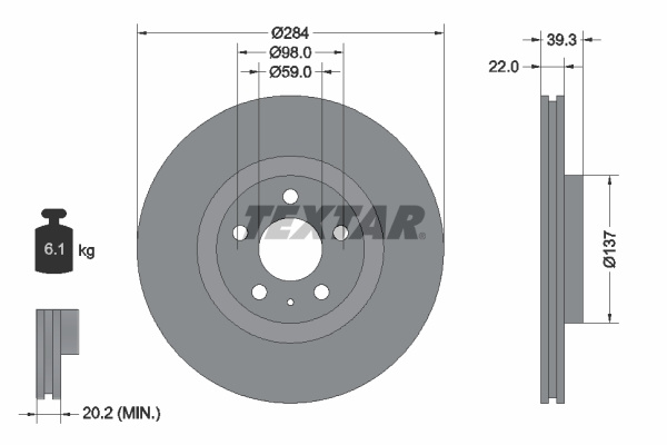 Disc frana punte fata (92083203 TEXTAR) ALFA ROMEO