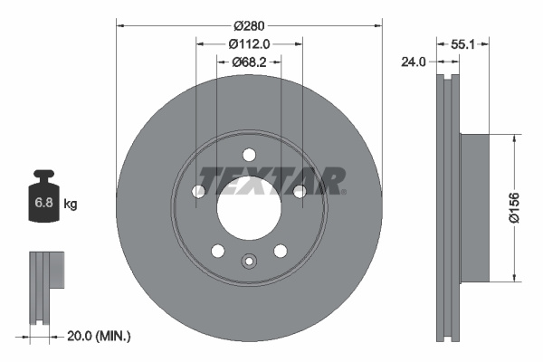 Disc frana punte fata (92083805 TEXTAR) VW