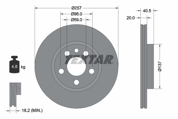 Disc frana punte fata (92088003 TEXTAR) Citroen,FIAT,PEUGEOT
