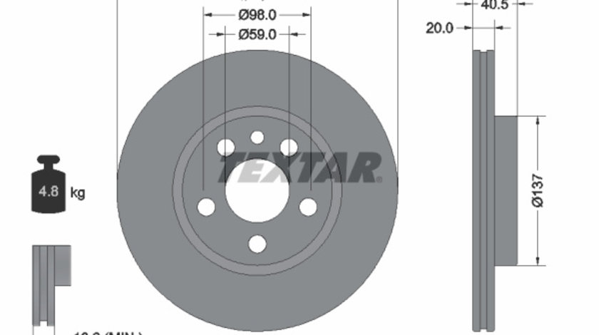 Disc frana punte fata (92088003 TEXTAR) Citroen,FIAT,PEUGEOT