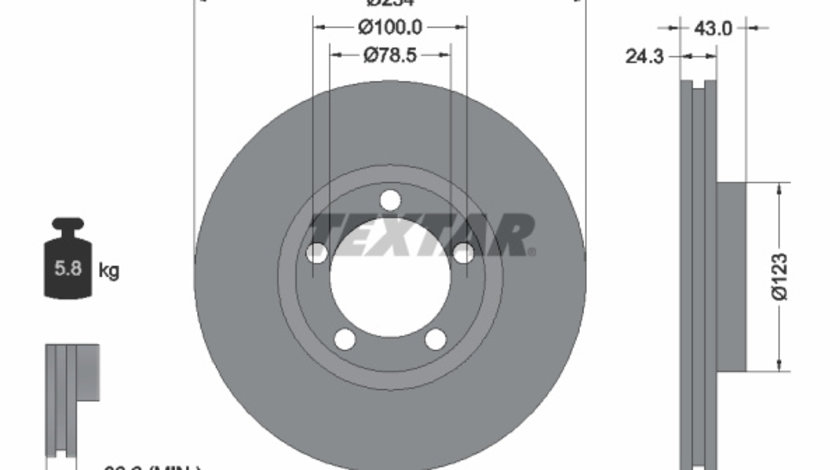 Disc frana punte fata (92088100 TEXTAR) FORD,FORD AUSTRALIA