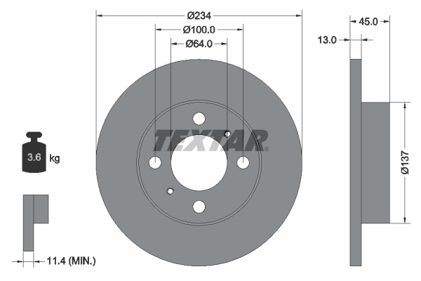 Disc frana punte fata (92089300 TEXTAR) MITSUBISHI,PROTON