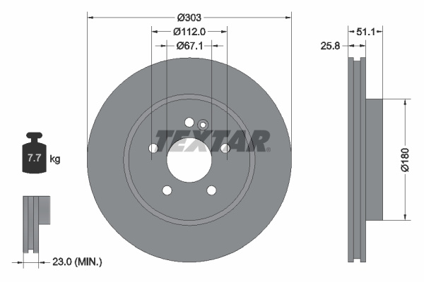 Disc frana punte fata (92089905 TEXTAR) MERCEDES-BENZ