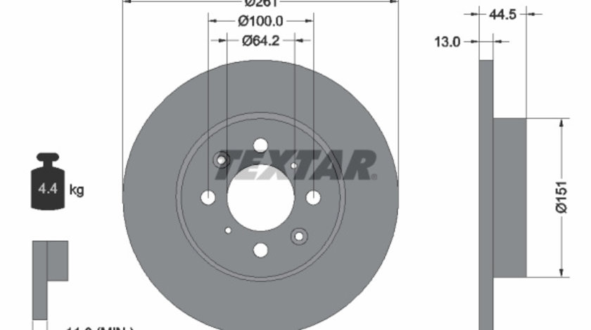 Disc frana punte fata (92090100 TEXTAR) MG,ROVER