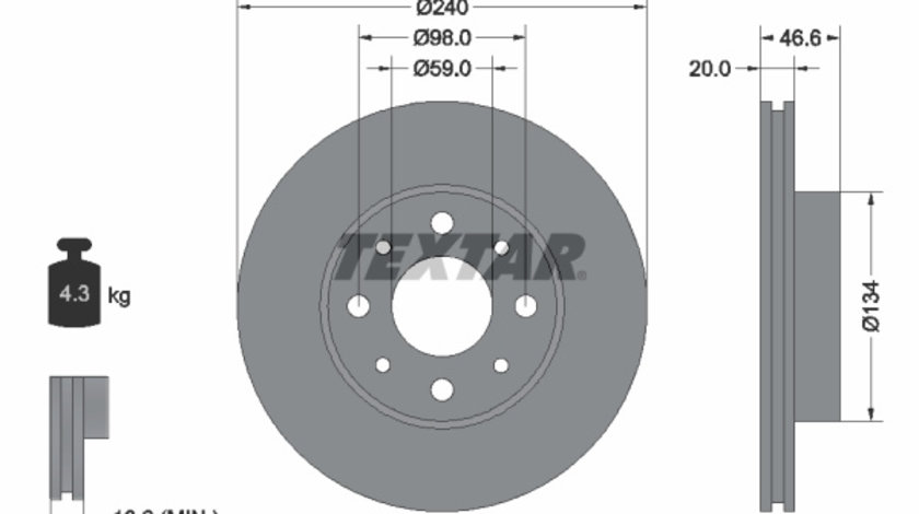 Disc frana punte fata (92090300 TEXTAR) FIAT,FIAT (NANJING)