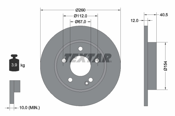 Disc frana punte fata (92091203 TEXTAR) MERCEDES-BENZ