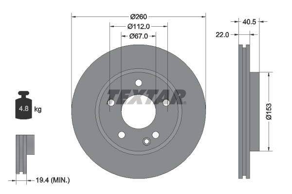 Disc frana punte fata (92091303 TEXTAR) MERCEDES-BENZ
