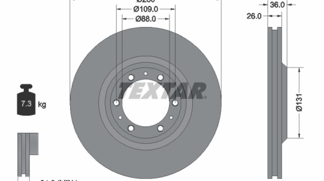 Disc frana punte fata (92091400 TEXTAR) ACURA,CHEVROLET,GREAT WALL,HOLDEN,HONDA,ISUZU,OPEL,VAUXHALL