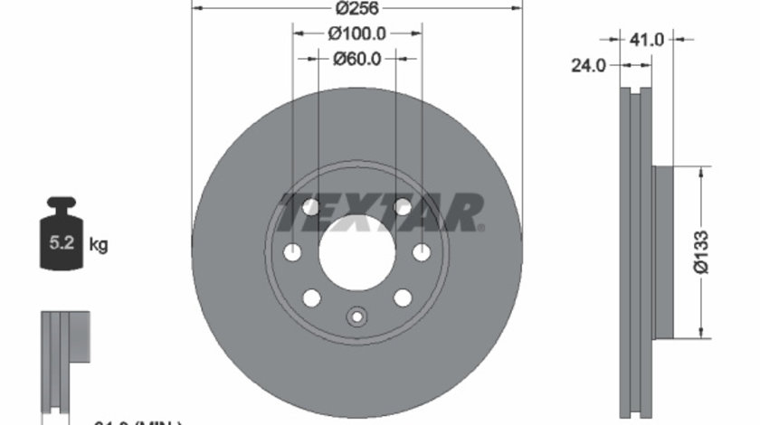 Disc frana punte fata (92091803 TEXTAR) CHEVROLET,HOLDEN,OPEL,VAUXHALL