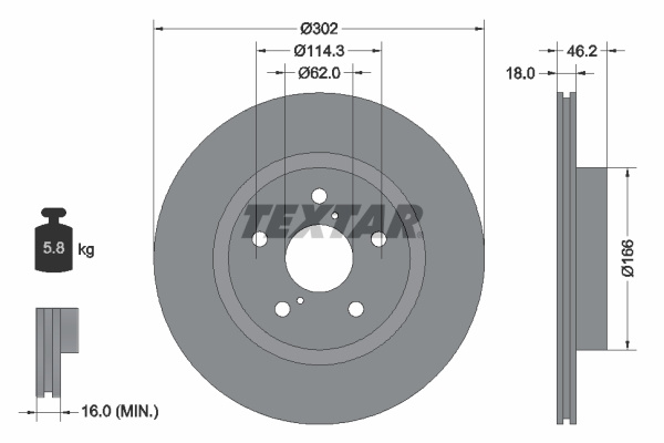 Disc frana punte fata (92093500 TEXTAR) TOYOTA