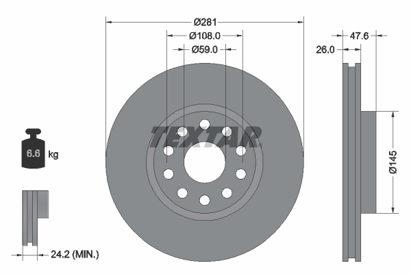 Disc frana punte fata (92093900 TEXTAR) ALFA ROMEO,LANCIA