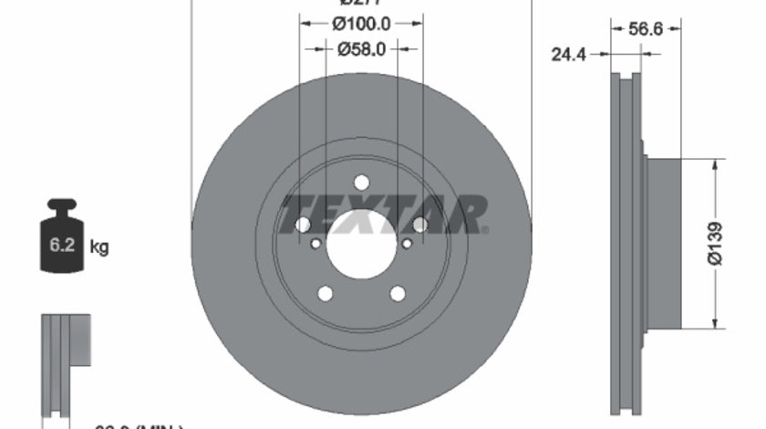 Disc frana punte fata (92094603 TEXTAR) CHEVROLET,SAAB,SCION,SUBARU,TOYOTA