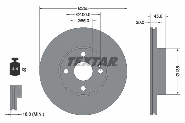 Disc frana punte fata (92096800 TEXTAR) EUNOS,MAZDA