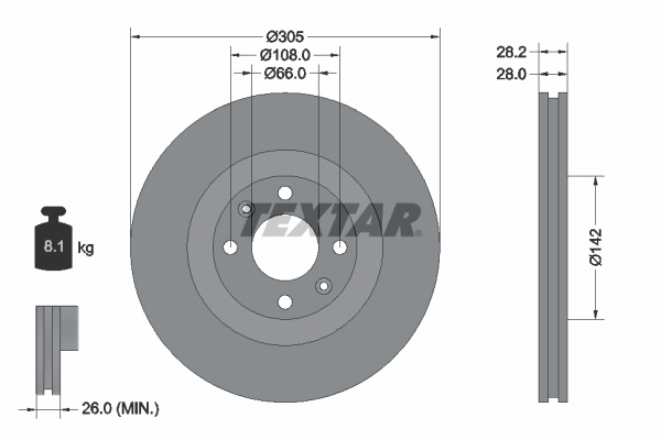 Disc frana punte fata (92097103 TEXTAR) PEUGEOT