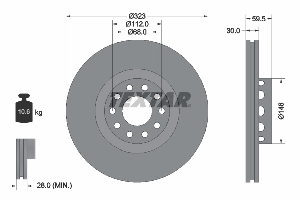 Disc frana punte fata (92098305 TEXTAR) AUDI,VW