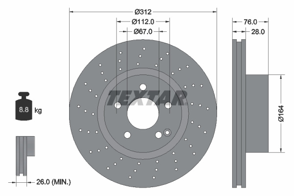 Disc frana punte fata (92099305 TEXTAR) MERCEDES-BENZ