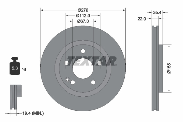 Disc frana punte fata (92099603 TEXTAR) MERCEDES-BENZ