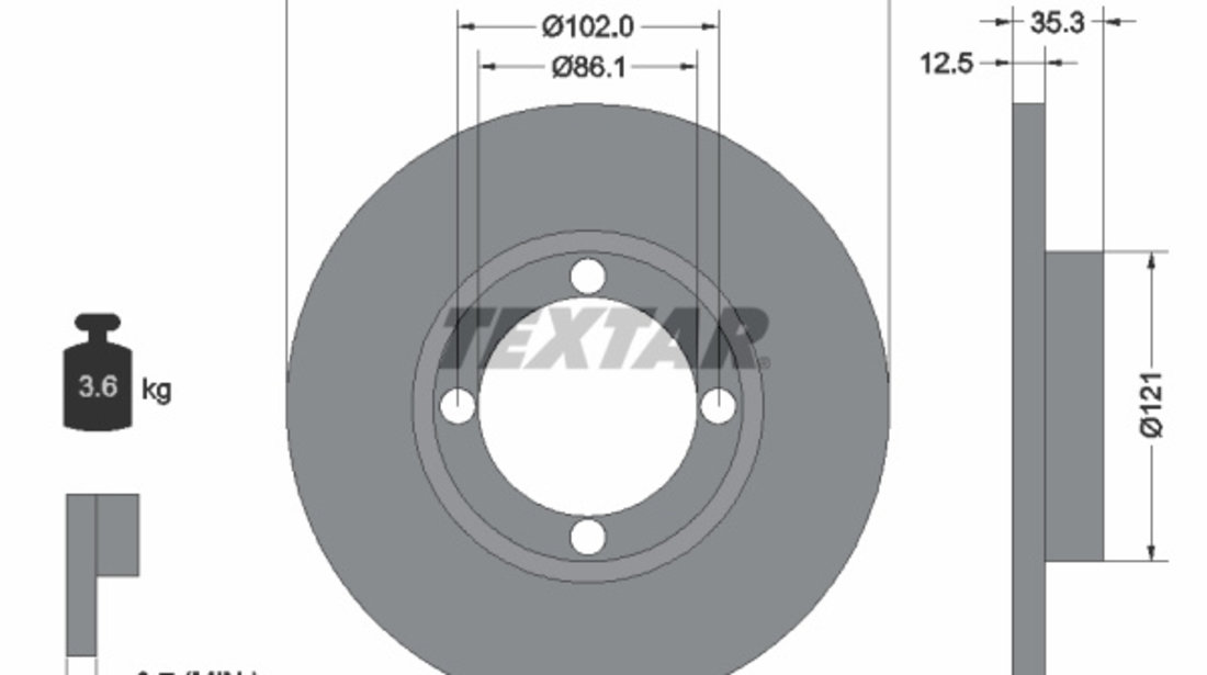 Disc frana punte fata (92100303 TEXTAR) CHEVROLET,CHEVROLET (SGMW),DAEWOO,FSO,PONTIAC,RAVON