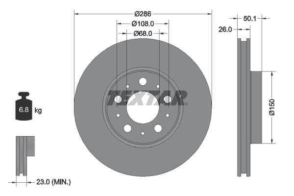 Disc frana punte fata (92100500 TEXTAR) BESTURN (FAW),VOLVO