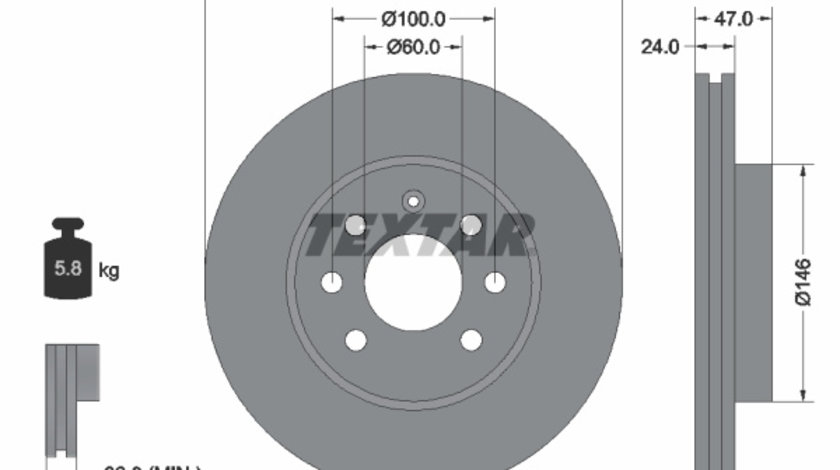 Disc frana punte fata (92102600 TEXTAR) CHEVROLET,DAEWOO