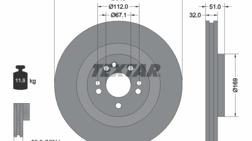 Disc frana punte fata (92103205 TEXTAR) MERCEDES-BENZ