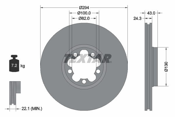 Disc frana punte fata (92103803 TEXTAR) FORD,FORD AUSTRALIA
