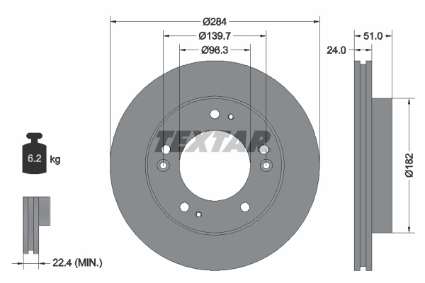 Disc frana punte fata (92104400 TEXTAR) ASIA MOTORS,KIA