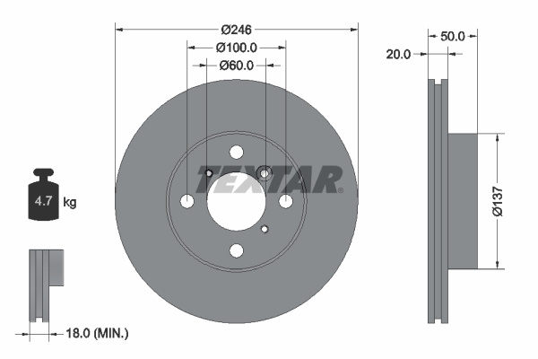 Disc frana punte fata (92104500 TEXTAR) SUZUKI,SUZUKI (CHANGHE)