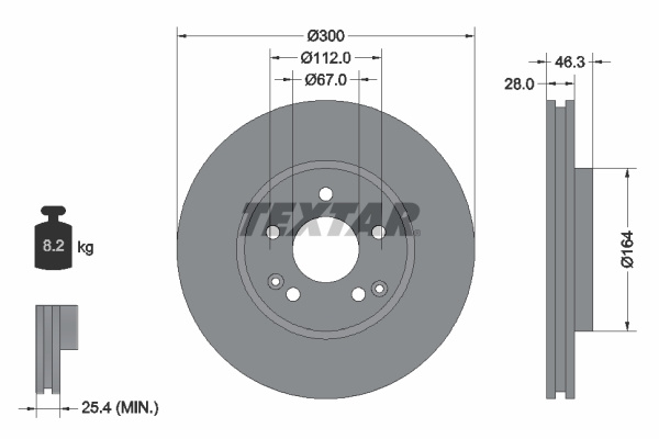 Disc frana punte fata (92106005 TEXTAR) CHRYSLER,MERCEDES-BENZ