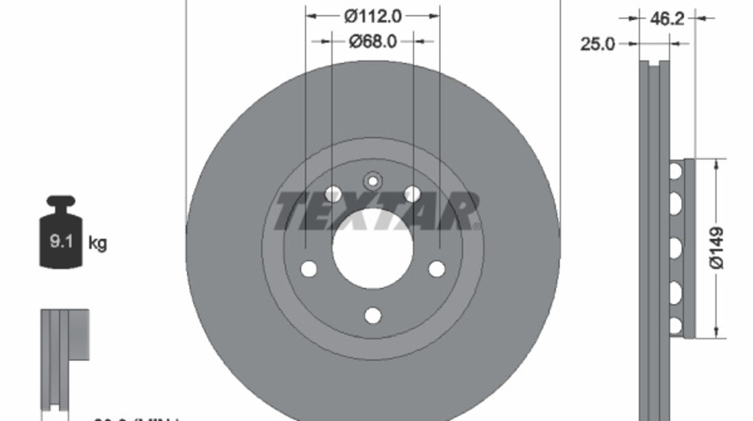 Disc frana punte fata (92106105 TEXTAR) AUDI,AUDI (FAW),SEAT,SKODA,VW,VW (SVW)