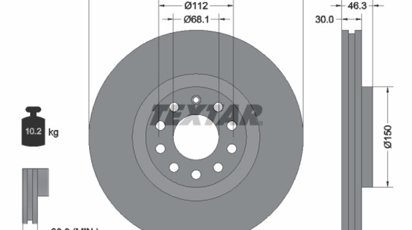 Disc frana punte fata (92106705 TEXTAR) AUDI,AUDI (FAW),SEAT