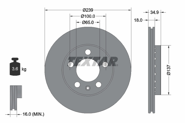 Disc frana punte fata (92106803 TEXTAR) SKODA,SKODA (SVW),VW