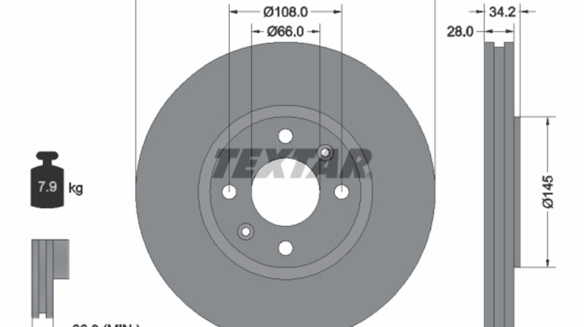 Disc frana punte fata (92107800 TEXTAR) Citroen