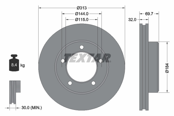 Disc frana punte fata (92108103 TEXTAR) BAW,LEXUS,TOYOTA,TOYOTA (FAW)