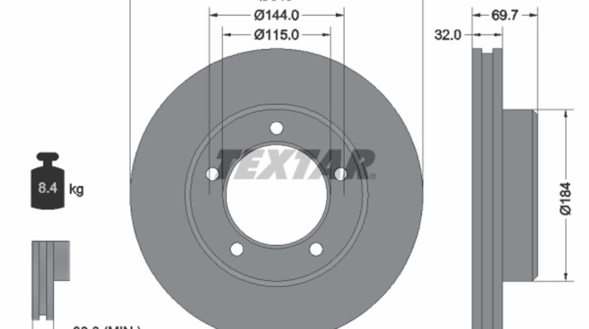 Disc frana punte fata (92108103 TEXTAR) BAW,LEXUS,TOYOTA,TOYOTA (FAW)