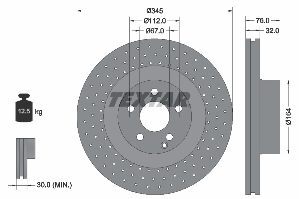 Disc frana punte fata (92108800 TEXTAR) MERCEDES-BENZ