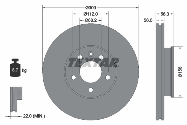 Disc frana punte fata (92109803 TEXTAR) FORD,SEAT,VW