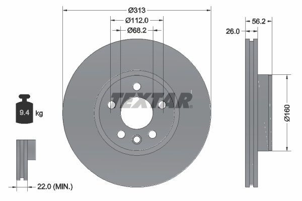 Disc frana punte fata (92109905 TEXTAR) FORD,SEAT,VW
