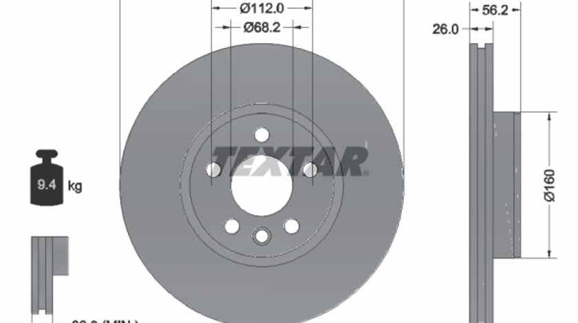 Disc frana punte fata (92109905 TEXTAR) FORD,SEAT,VW