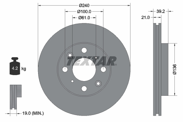 Disc frana punte fata (92110300 TEXTAR) EVERUS,HONDA,HONDA (GAC)