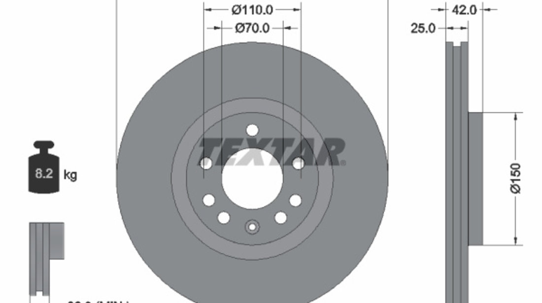 Disc frana punte fata (92110903 TEXTAR) BAIC,BAIC BJEV,CHEVROLET,HOLDEN,OPEL,SAAB,SATURN,VAUXHALL