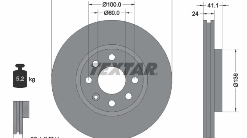 Disc frana punte fata (92111103 TEXTAR) CHEVROLET,HOLDEN,OPEL,VAUXHALL