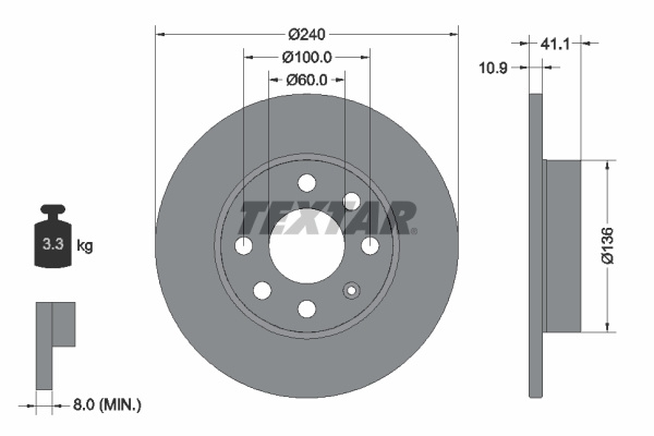 Disc frana punte fata (92111303 TEXTAR) CHEVROLET,OPEL,VAUXHALL